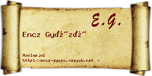 Encz Győző névjegykártya